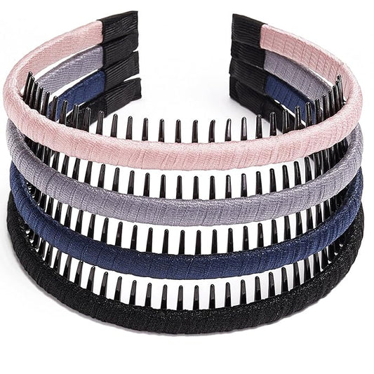 STHUAHE4PC Multicolor Protection Resin Teeth Comb Hair Hoop Hairband Headband Hair Accessories by Beauty hair (Multi-colored-No.15)