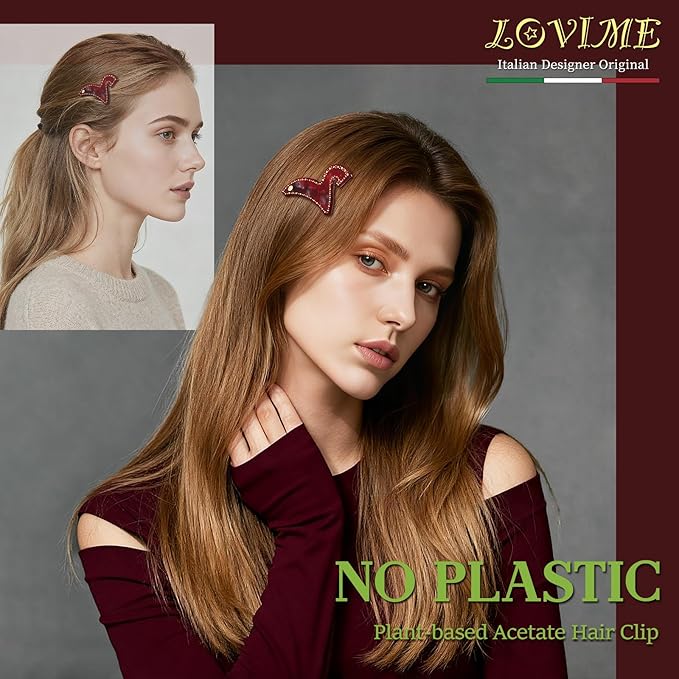 Small Horse Hair Clips for Women Premium, Red Cute Hair Clips for Women for Pinning Back Bangs, Acetate Hair Accessories, Anti-Rust Valentine's Birthday Year of the Horse 2026 Gift