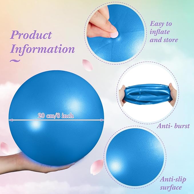 Aoriher 10 Pcs Small Exercise Pilates Ball 9 Inch Mini Yoga Balls Anti Burst and Slip for Stability, Fitness, Physical Therapy, Stretching & Core Strength Workout at Home Gym Office