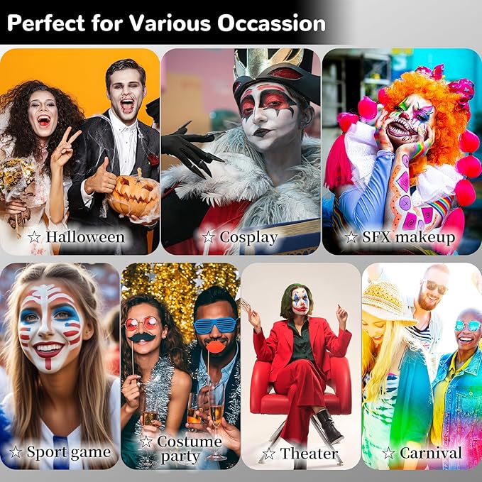 Light Blue Cream Face Body Painting Foundation, Professional Full-coverage Oil Based Blue Face Paint Halloween SFX Sally Corpse Bride Cosplay Makeup for Adult Carnival & Stage Performance