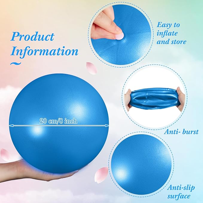 Aoriher 10 Pcs Small Exercise Pilates Ball 9 Inch Mini Yoga Balls Anti Burst and Slip for Stability, Fitness, Physical Therapy, Stretching & Core Strength Workout at Home Gym Office