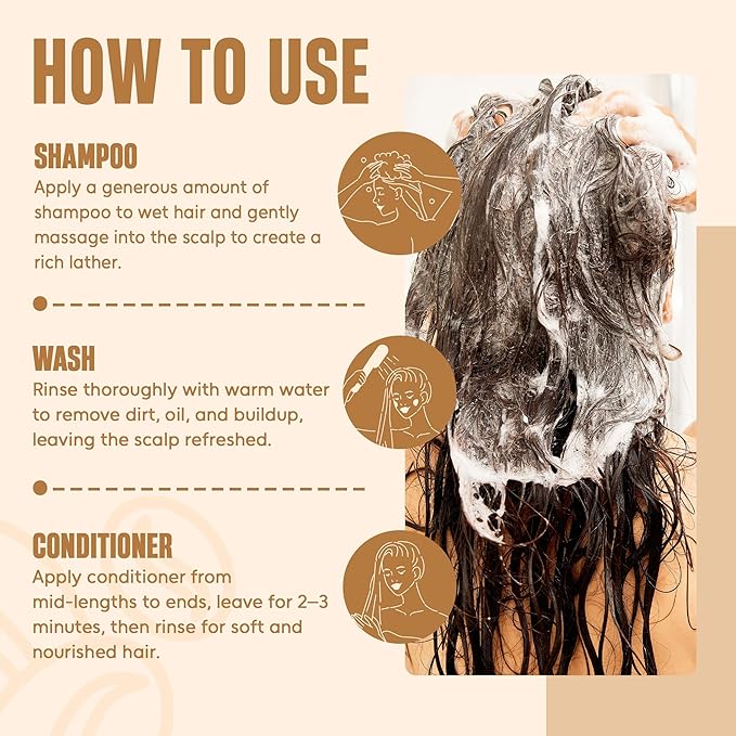 INFINA ESSENTIALS Caffeine Biotin Shampoo and Conditioner Set | 16 fl oz Each | with Batana Oil | Nourishing & Strengthening Formula | Promotes Hair Growth, Thickness & Fuller-Looking Hair