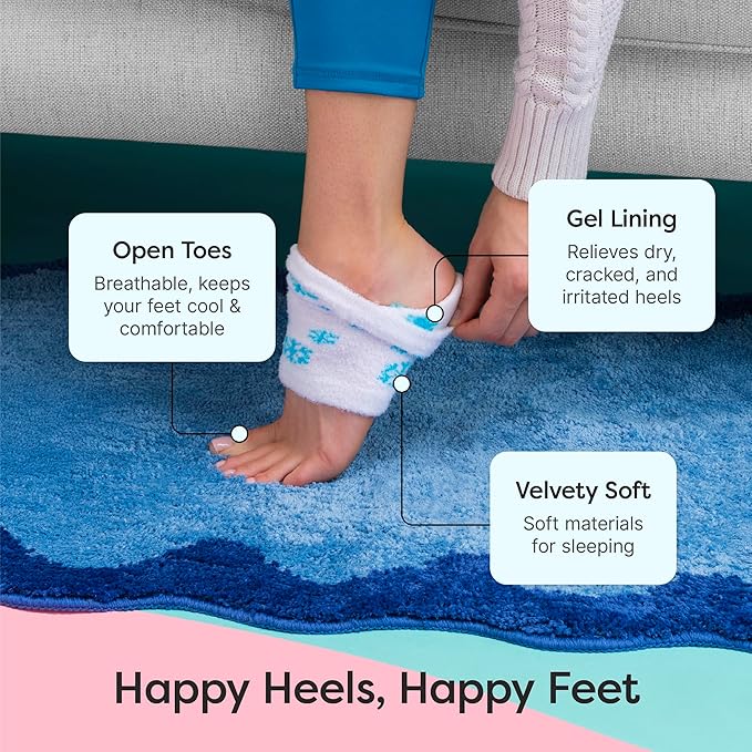 ZenToes Moisturizing Socks for Cracked Heel Treatment, Vitamin E, Olive Oil and Jojoba Oil Infused Heel Socks, Galentines Day Gifts, Self Care Gifts for Women (White & Blue Snowflake, Regular)