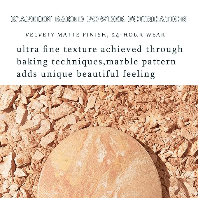 K'APEINE Baked Foundation, Pressed Matte Face Powder Balance-n-Brighten & Color Correcting Bake Foundation Makeup Medium Light Fair Brown Base Mak up for Poreless Smooth Finishing, Shine Control-01#