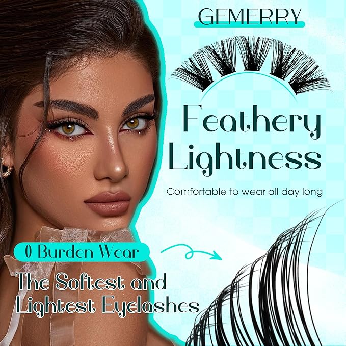 Lash Clusters Fluffy Cluster Lashes Extensions Thick 280pcs D Curl Eyelash Clusters DIY At Home Individual Lashes Extension by GEMERRY（80P-10-18mm)