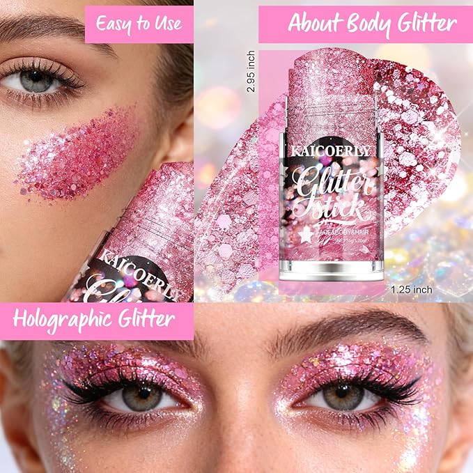 Pink Body Glitter Gel, Chunky Sequins Body Face Glitter Singer Concert Outfits for Face Body Hair, Chameleon Color Changing Glitter Gel for Party Mermaid Accessories Shimmer Makeup #4