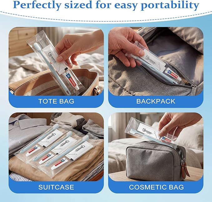 Disposable Toothbrushes with Toothpaste, Travel Toothbrush Kit, Individually Packaged, Light Grey, with Floss Picks, Suitable for Hotel, Home, Camping, Travel (200-PACK)