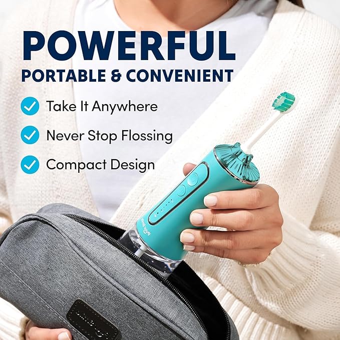 Professional Water Flosser - Advanced Dental Care for a Healthier Mouth, Gum, and Teeth - IPX7 Waterproof Oral Irrigator | 7 Replacement Tips, Travel-Friendly, Rechargeable - Oral Hygiene (Green)