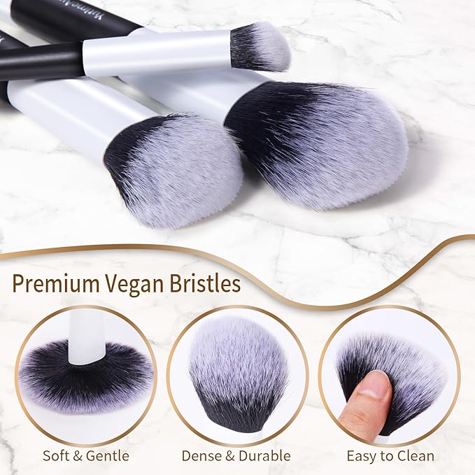 YutimeAura Makeup Brush Set 10pc, Dual-Ended Makeup Brushes For Bronzer, Contour, Eyeshadow, Blush, Concealer, Foundation