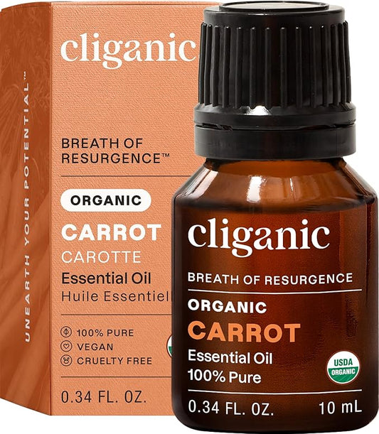 Cliganic Carrot Seed Essential Oil, 100% Pure Natural for Aromatherapy | Non-GMO Verified (Packaging May Vary)