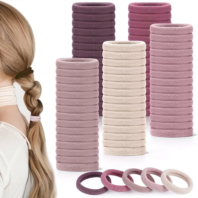 100PCS Hair Ties for Thick Hair, Seamless Nylon Elastic Ponytail Holders Stretchy Hair Bands for Women Girls
