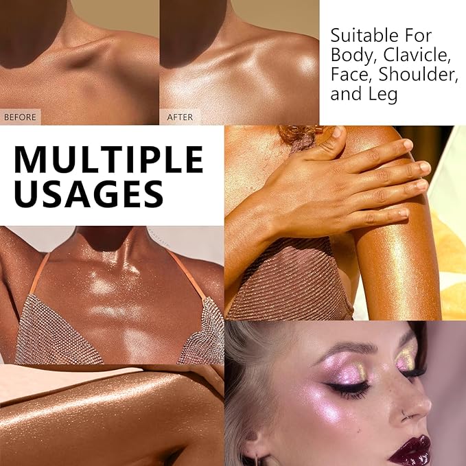 Body Shimmer Oil,Liquid Glow Illuminator Body Luminizer Glow Fl Oz#107