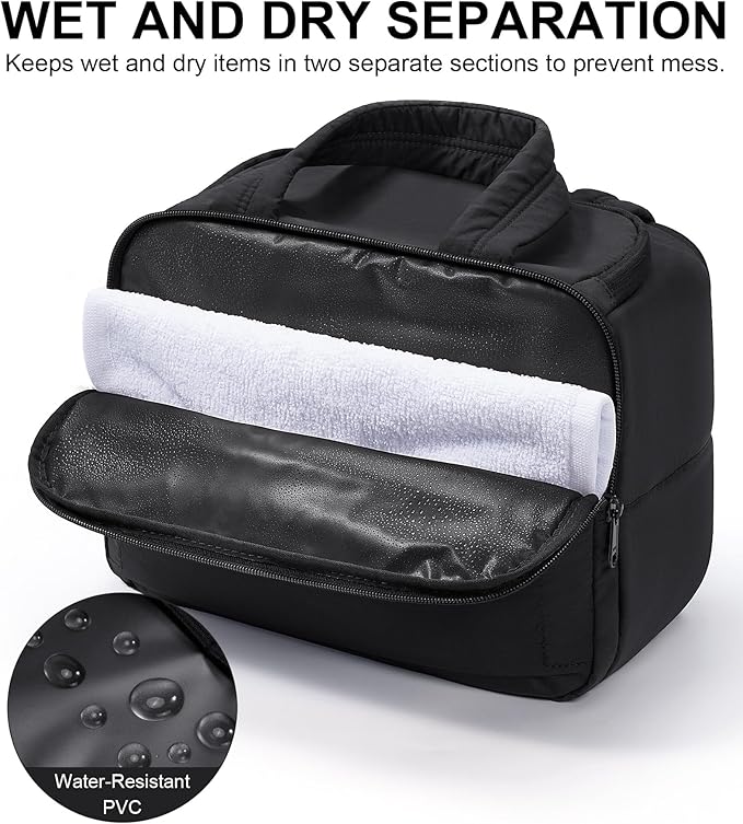 Bagstellar Travel Toiletry Bag, Lightweight Wide-open Large Puffy Toiletry Bag for Women, Quilted Makeup Bag Organizer Water-resistant Cosmetic Bag with Handle for Toiletries, Essentials, Accessories