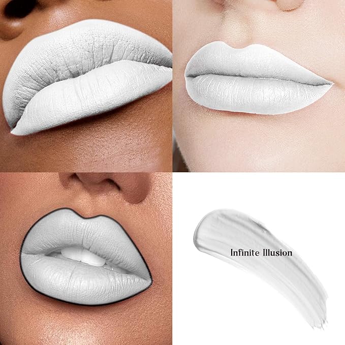 ilembane Pearl White Liquid Lipstick - Long Lasting, Smudge Proof, Transfer Resistant Lip Color, Waterproof, Non-Transfer Formula (Infinite Illusion)