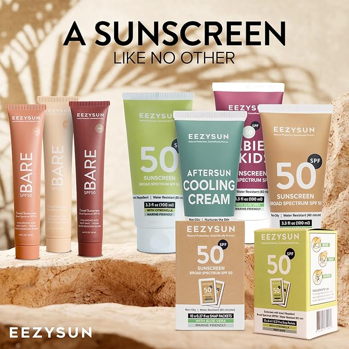 Mineral SPF 50 Travel Size Sunscreen Snap Packets 10pk - Infused with Aloe Vera - Vegan & Reef-Safe - Broad Spectrum - Non-Oily & Natural with UVA/UVB Protection, 0.27 FL OZ per packet