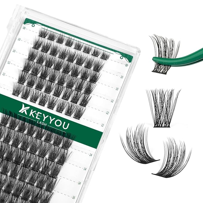 Lash Clusters 96pcs Individual Lashes D Curl 8-18MIX Cluster Lashes KEYYOU Volume Wispy Lash Extension Soft&Comfortable Easy DIY at Home(Y11 D-8-18MIX)