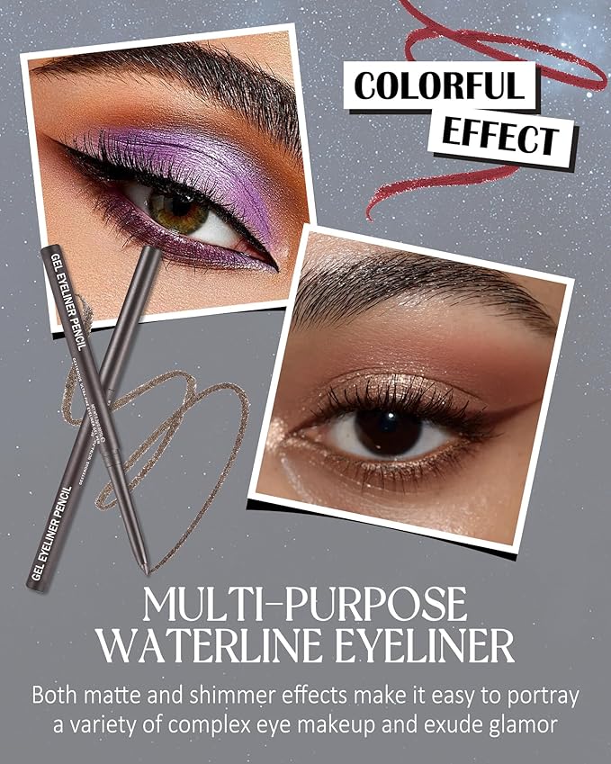 Bronze Glitter Gel Eyeliner Pencil Waterproof, Metallic Retractable Cream Smooth Eye Liner Pencils, Long Lasting Waterline Hypoallergenic Precision Eyeliner Pencil, Smudge-Proof Makeup for Women-05