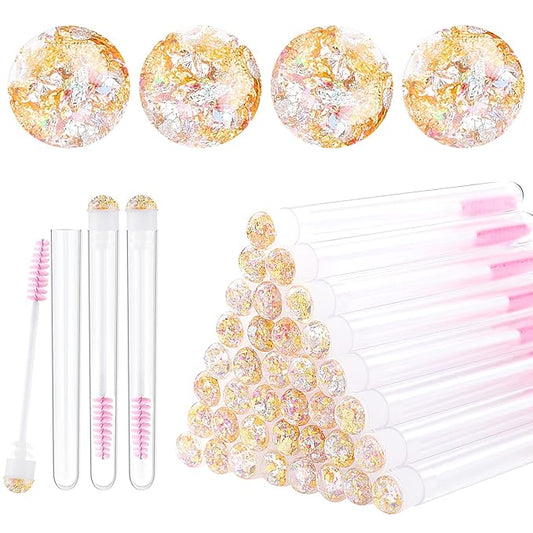 Dming 50pcs Eyelash brush Lash Wand Makeup tool Eyelash Extension supplies Cleaning brush Diamond Mascara foil pink