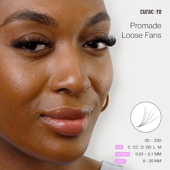 Curacoro Promade 500 Fans 6D-0.05 CC Curl 11mm Length Handmade Volume Lash Fans for Long-Lasting Eyelash Extension
