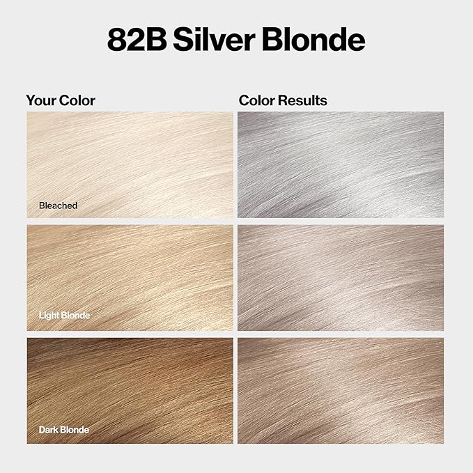 Revlon ColorSilk with Bond Repair Complex, Blonde Permanent Hair Color, 100% Gray Coverage, Ammonia Free Hair Dye, Vegan Keratin, 82B Silver Blonde (Pack of 3)