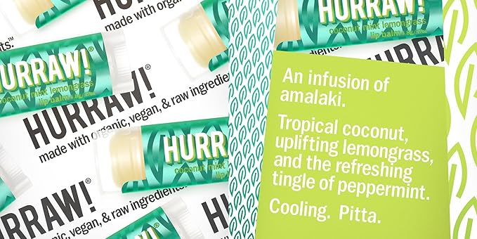 Hurraw! Coconut, Mint, Lemongrass (Pitta) Lip Palm
