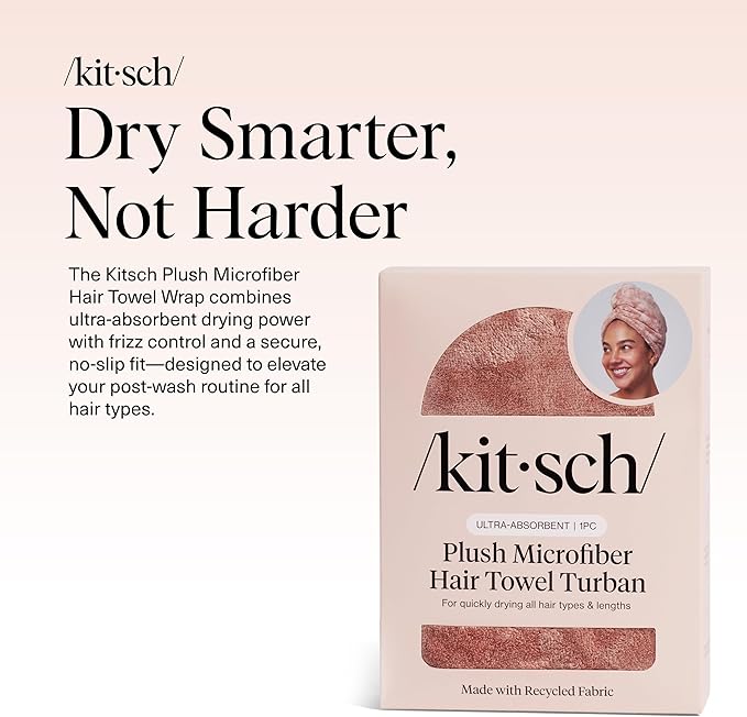 Kitsch XL Microfiber Hair Towel Wrap for Women - Microfiber Towel, Super Absorbent, Quick Dry, Anti-Frizz - for Long & Short Hairs, Turbans for Women