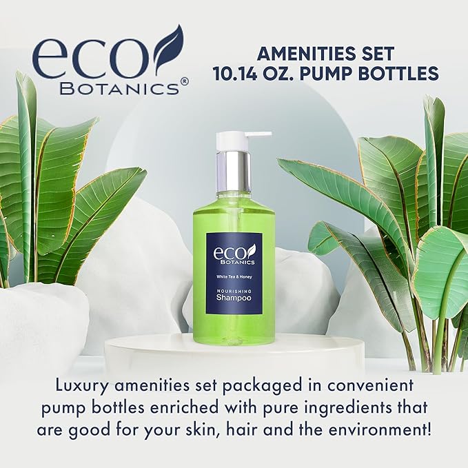 Terra Pure | Eco Botanics Shampoo, White Tea & Honey Retail Size Hotel Amenities, 10.14 oz. (Case of 24)