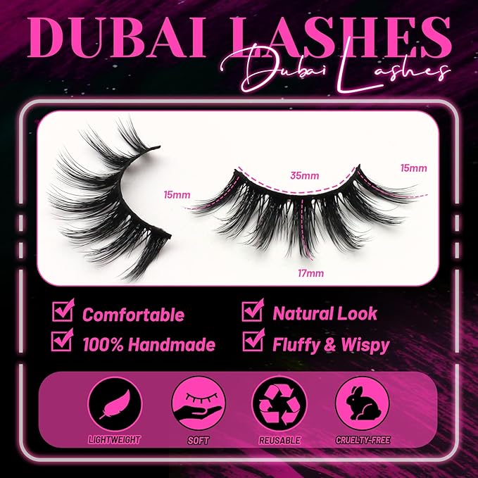 Veleasha Lashes 5D Faux Mink Lashes Fluffy False Eyelashes Handmade Eye Lashes Wispy Lightweight Fake Lashes Luxurious Volume Fake Eyelashes 7 Pairs Pack (Dubai)