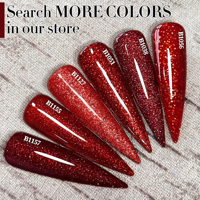 Double Rhythm 15ML Glitter Gel Polish Shimmer Reflective Holographic Color Magnetic for Nail Art Salon DIY at Home (Burgundy Glitter-B1157)