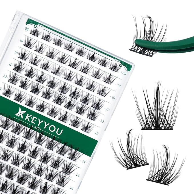 Lash Clusters,96 Pcs Cluster Lashes D Curl 8-18MIX DIY Lash Extensions Eyelash Clusters,KEYYOU Volume Wispy Individual Lashes Soft&Comfortable Easy DIY at Home(Y09,D-8-18MIX)