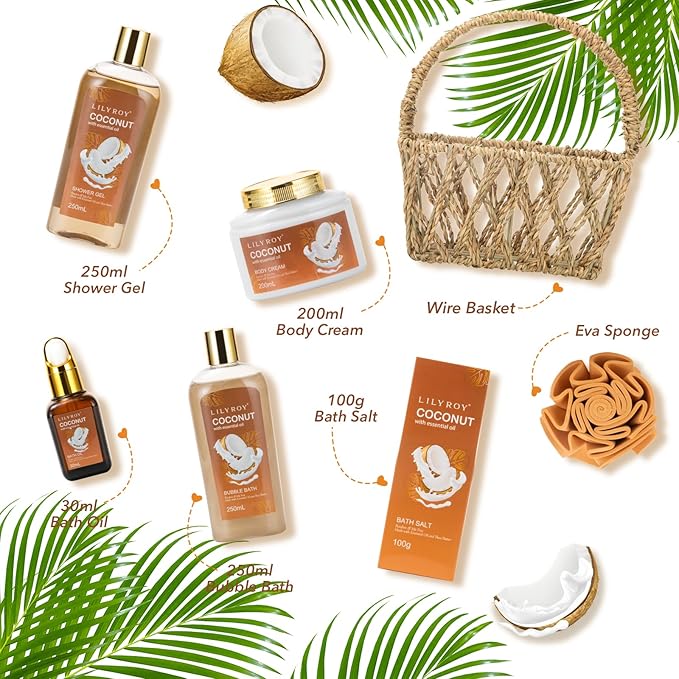 Valentines Day Gifts for Women - 7Pcs Luxury Bath and Body Gift Basket Set for Women & Men Perfect Gift | Mothers Day Gifts for Mom, Fathers Day, Birthday, Christmas Gift for Her & Him All Occasion