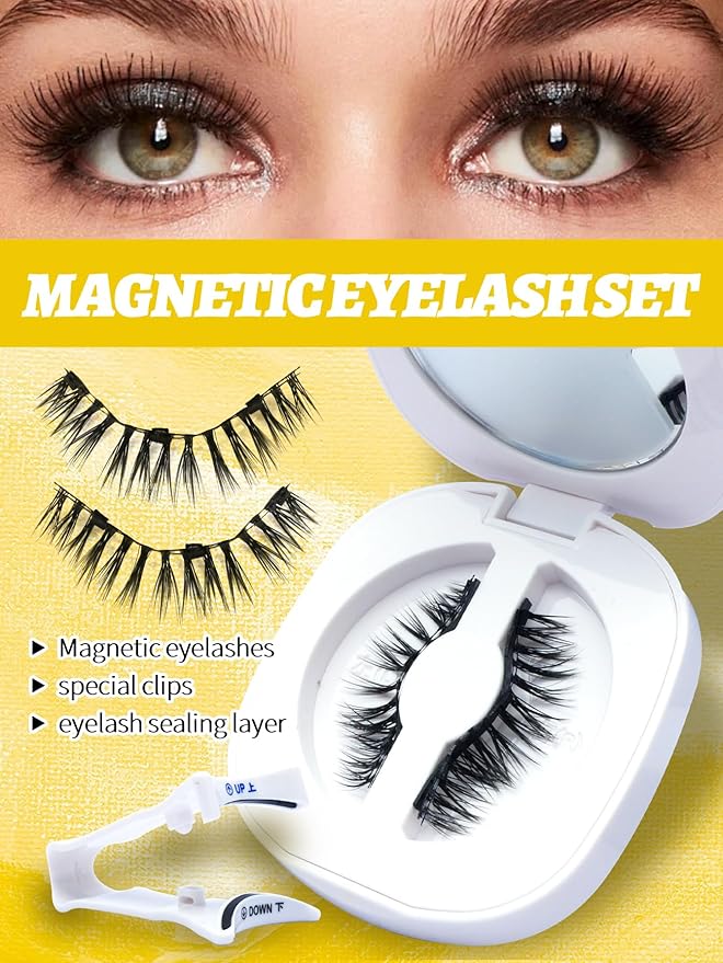 Magnetic Eyelashes with Applicator,Reusable Magnetic Lashes without Eyeliner, Glue-free False Lashes, Waterproof, Lightweight, Suit for Natural Makeup(Simple)