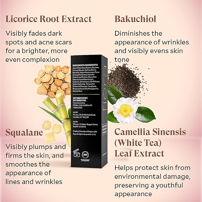 FIÈRA Bakuchiol Rejuvenating Facial Treatment - Retinol-Alternative for Mature Skin - Corrects and Delays Visible Signs of Aging - With Potent Antioxidants - 1 FL. OZ.