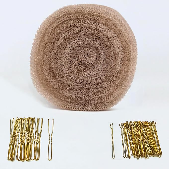 Tan Brown Hair Sponge for Updo - Hair Donuts for Updos（50 Bobby Pins+20 U-Clips）Volume Hair Bumps Tool，Hair Padding for Updos