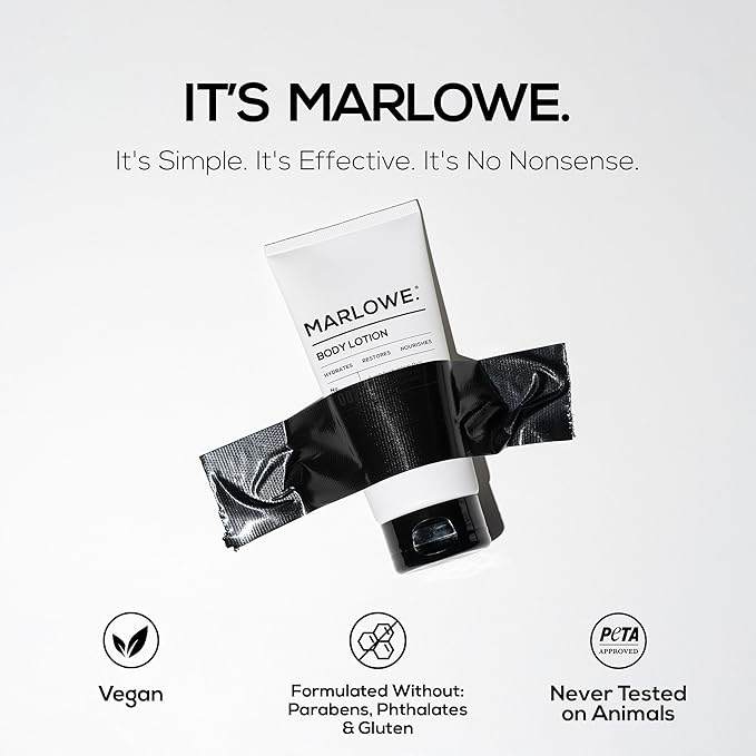 MARLOWE. No. 002 Body Lotion 8 Oz, Moisturizing & Nourishing Daily Dry Skin Lotion for Men, Made with Hydrating Natural Aloe Vera, Non-Oily, Sage & Fir Scent, Vegan