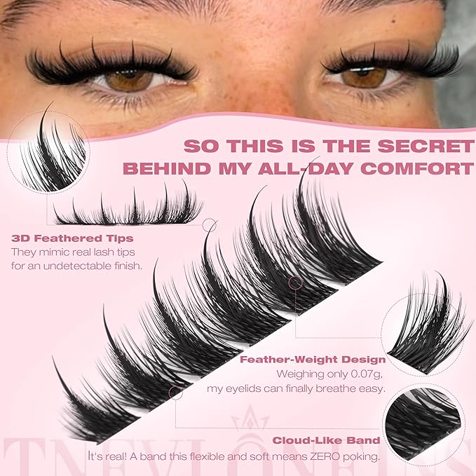 Spikes Lash Clusters Natural Clusters Eyelash Extensions Fairy Eyelash Clusters Wispy Lash Extension Anime Individual Lashes Clusters Matched Length DIY Cluster Lashes for Beginners by TNFVLONEINS