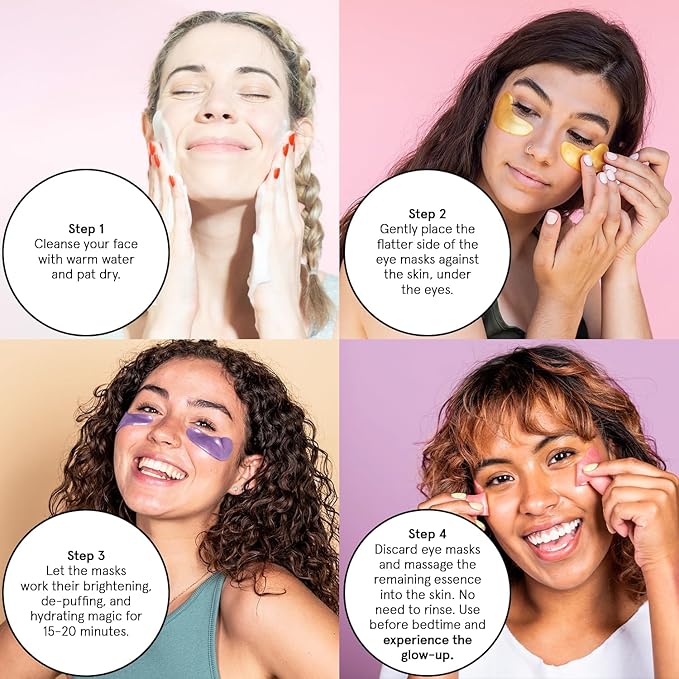 grace & stella Retinol Under Eye Patches for Puffy Eyes and Dark Circles, Restoring Gel Under Eye Masks with Hyaluronic Acid - Vegan Cruelty-Free Skincare - Valentine Party Favors (Purple, 6 Pairs)