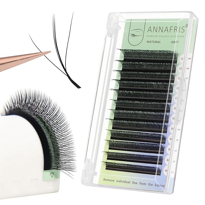 3D W Shape Three Core Premade Fan Eyelash Extensions Volume 3 Tips False Lashes Faux Mink Matte Black Cluster Lash Extensions(0.07 D,8-12mm Mix)