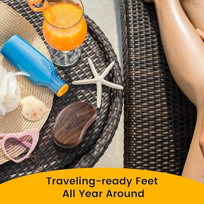 BEZOX Glass Pumice Stone - Nano-Glass Pedi Egg Foot Scrubber for Dead Skin, Eco-Friendly Pedicure Heel File Callus Remover for Silky Smooth Feet - Walnut Wood Handled