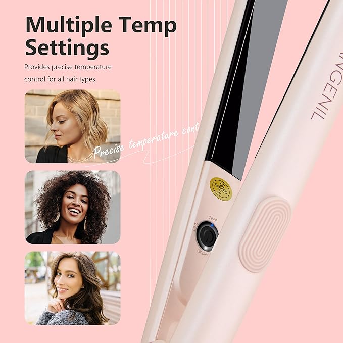 ANGENIL Ultra Mini Flat Iron for Short Hair, Dual Voltage Mini Hair Straightener, Small Flat Iron 0.7 Inch, Travel Size Anti Scalding Silicone Hair Straightener, Suitable for Short Hair, Bangs, Fine