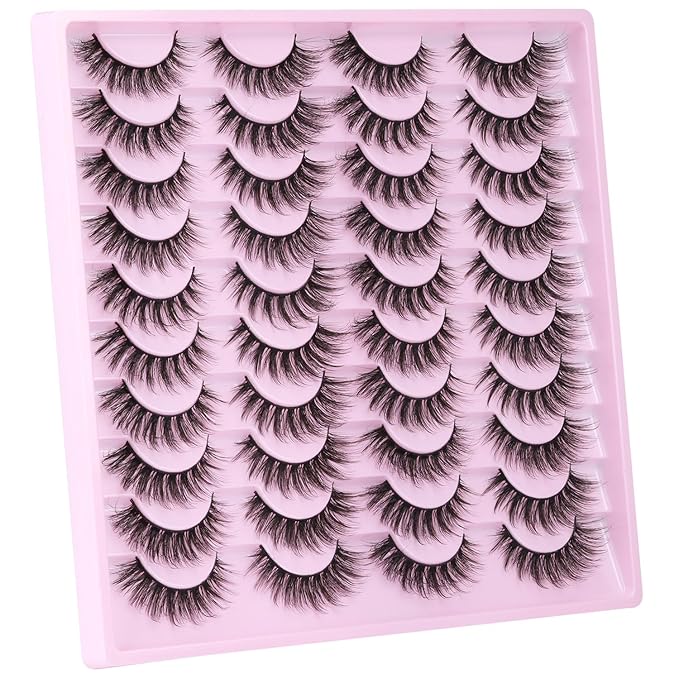 Kiromiro Lashes Wispy False Eyelashes Natural Look 14mm(0.55inch) Faux Mink Lashes Short Cat Eye Spiky Lash 3D Strip Eyelashes Pack 20 Pairs