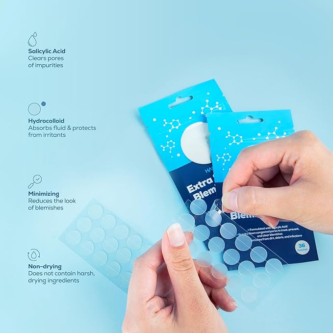 Hanhoo Soothing Blemish Patch,Extra Strength Blemish Patch,Face & Body Blemish Patch,and T-Zone Pore Patch Bundle,90 Total Patches,with Salicylic Acid, Tea Tree, and Aloe, Blackhead and Acne Treatment