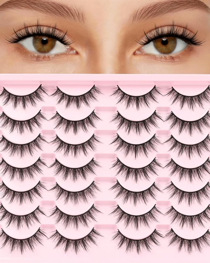 Losha Lashes Fluffy Manga Lashes 6D Spiky False Eyelashes 14 Pairs Natural Anime Eye Lashes Pack Soft Asian Fake Eyelashes (Pop)