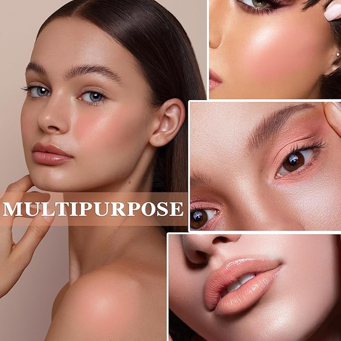 Cream Blush Stick with Brush and Makeup Sponge,Waterproof Multi Cream Makeup Stick,Lightweight,Long-lasting,2 in 1 Multi Blush for Cheeks & Lip Tint & Eyeshadow I