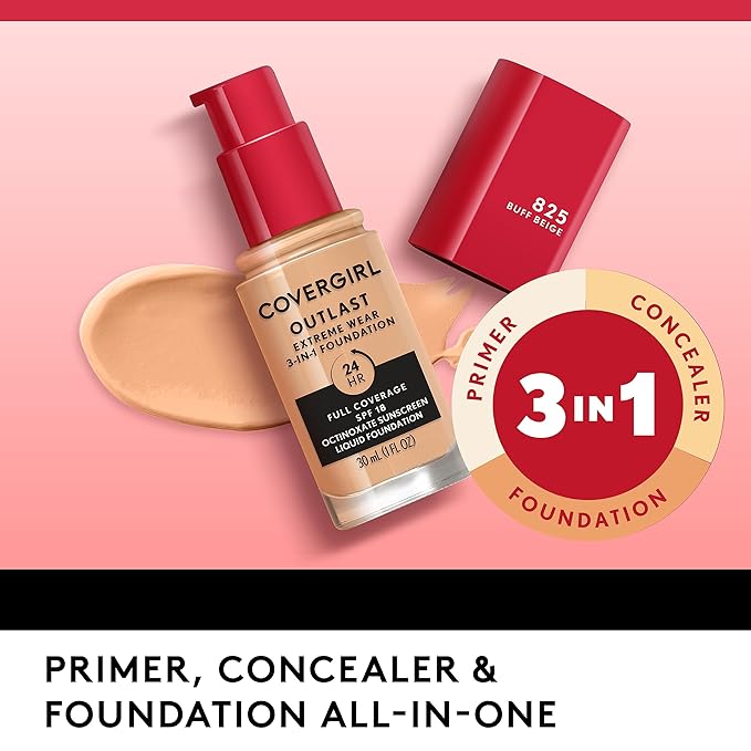 Covergirl Outlast Extreme Wear 3-in-1 Full Coverage Liquid Fl. Oz.
