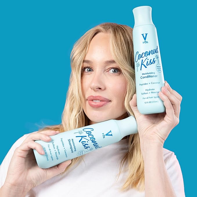 V&Co. Beauty Moisturizing Shampoo and Conditioner Set (12 Oz. Each) - Sulfate Free, Color Safe, and Gentle Formula with Peptide Technology Boosting Hydration for Dry, and Color Treated Hair