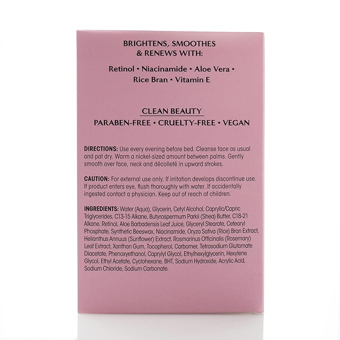 Clinical Results Retinol Wrinkle Rewind Anti Aging Face Lotion Moisturizer For Wrinkles, Age Spots, & Dry Skin - Retinol Night Cream with Aloe Vera, Vitamin E, & Niacinamide, 1.5 Fl Oz