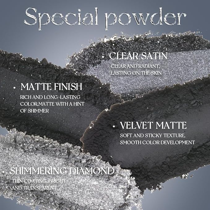 K'APEINE Black Eyeshadow Palette, 15 Colors Smokey Eye Shadow Palette Gothic Smokey Eyeshadow Palette Silver Eye Makeup Kit Matte & Shimmer Dark Shades Matte for Goth Makeup No Fading, Long Lasting