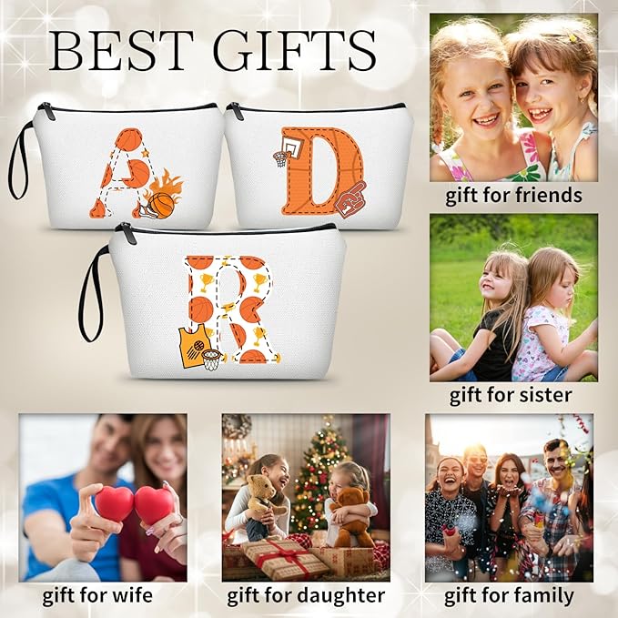 ARIOSEY Basketball Gifts Monogrammed Cosmetic Travel Makeup Bag Basketball Accessories Graduation Birthday Gifts for Girls Coaches Daughters Team Friend Mom Player-R