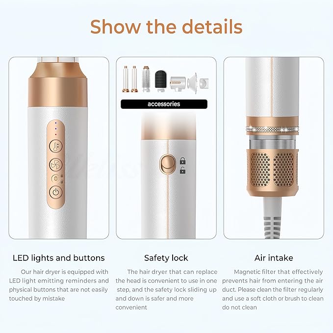 Nora Styler 7-in-1 Multistyler Pro - High-Speed Negative Ionic Hair Dryer, Fast Drying air wrap Hair Styler Multi Hair Styler, Auto Air Wrap Styler for Curling Volumizing Straightening